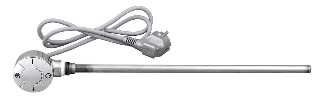 Grzałka elektryczna z termostatem, 400 W, prosty kabel, chrom