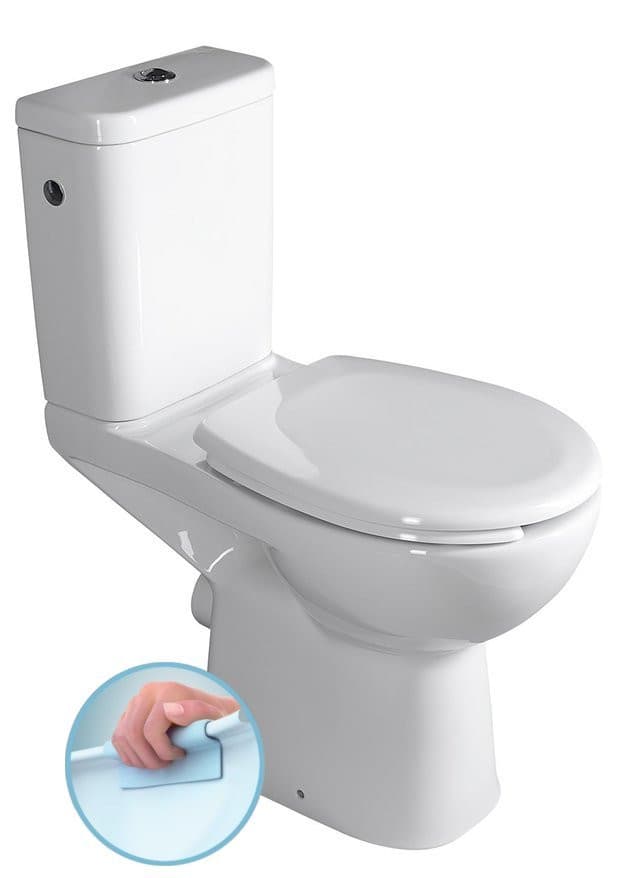 HANDICAP kompakt WC wysoki, Rimless, odpływ poziomy, biały (865 mm)