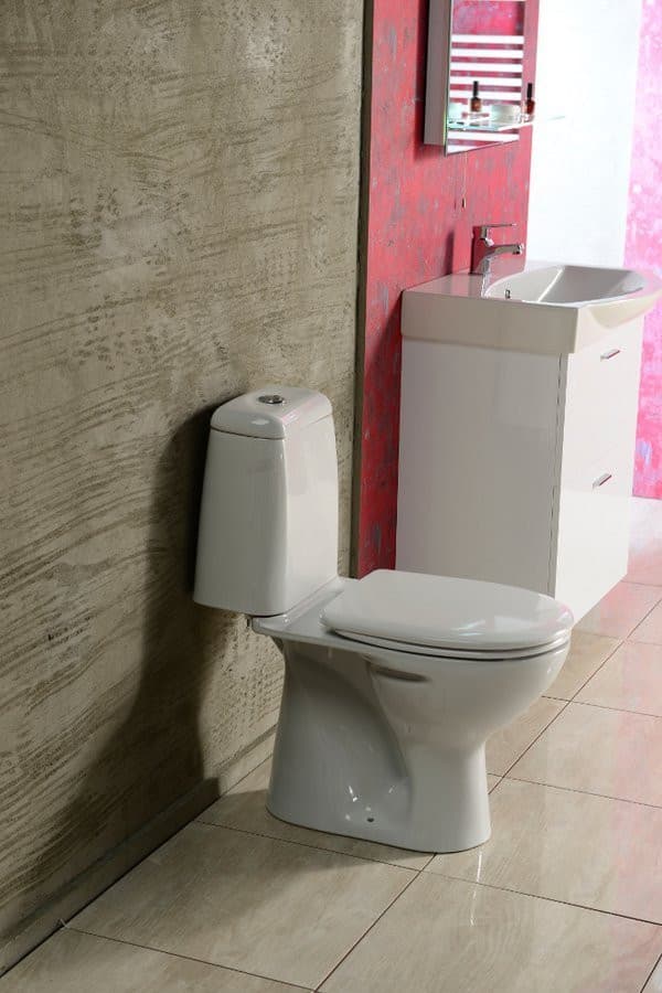 RIGA kompakt WC z przyciskiem 3/6l, odpływ poziomy, biały