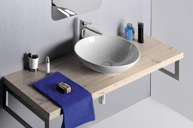 DIMP umywalka ceramiczna nablatowa, okrągła Ø 46cm, biała