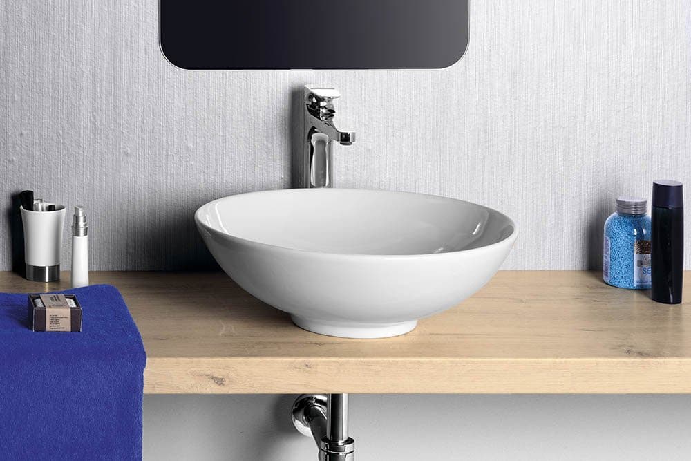 DIMP umywalka ceramiczna nablatowa, okrągła Ø 46cm, biała
