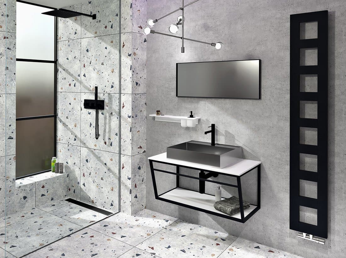 Konsola pod umywalkę SKA Industrial z półką 600x400x460mm, czarny mat