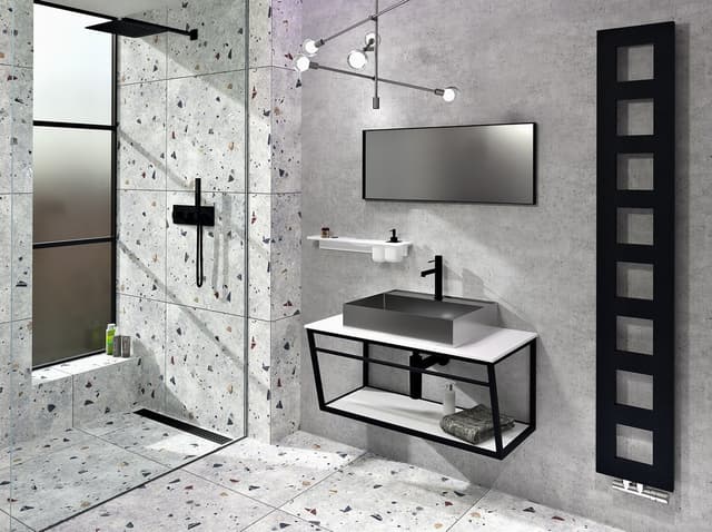 Konsola pod umywalkę SKA Industrial z półką 750x400x460mm, czarny mat