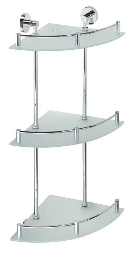 Półka szklana narożna X-ROUND E z relingiem 270x660x355mm, chrom