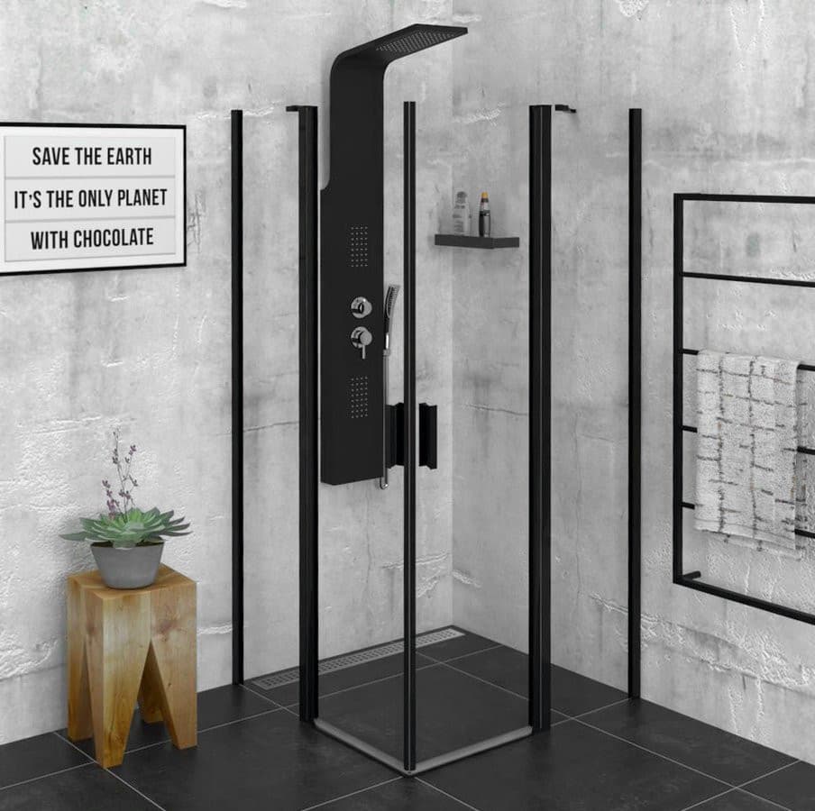 ZOOM BLACK kabina prysznicowa narożna 900x900mm, szkło przezroczyste