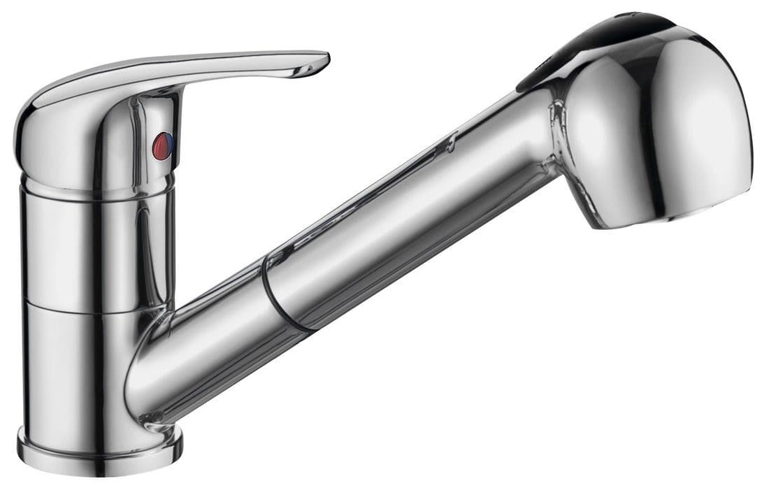 AQUALINE 40 bateria kuchenna z obrotową wysuwaną wylewką, chrom