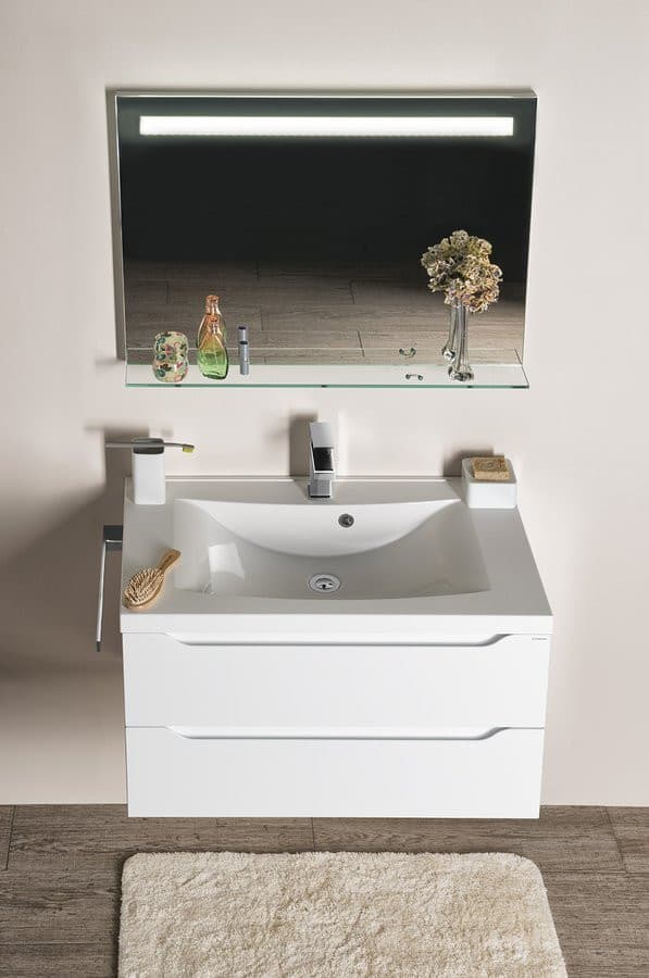 Lustro BRETO prostokątne z oświetleniem LED i półką 800x608 mm