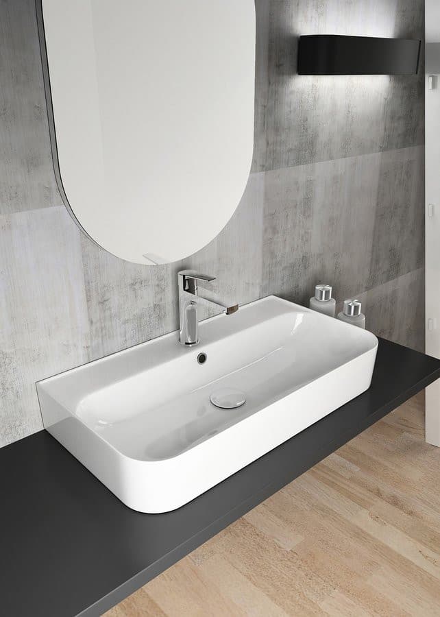 SISTEMA U ceramiczna umywalka prostokątna 70x38cm, biała