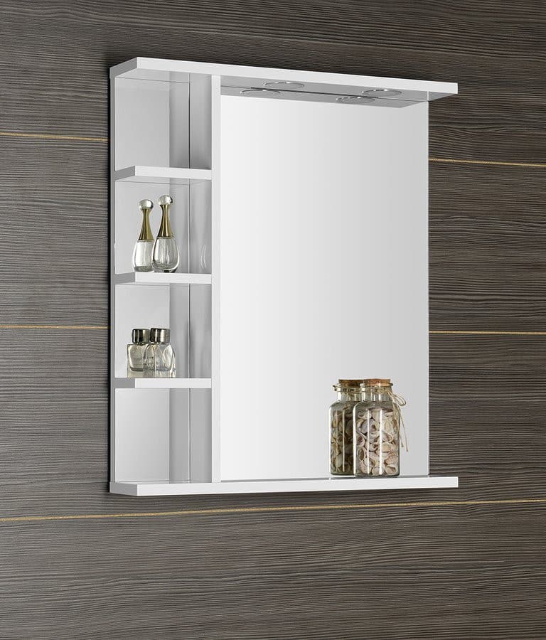 KORIN lustro prostokątne z oświetleniem LED i półkami 60x70x12cm