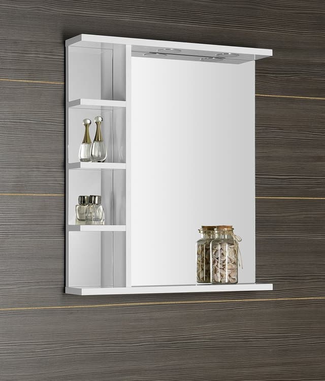 KORIN lustro prostokątne z oświetleniem LED i półkami 60x70x12cm