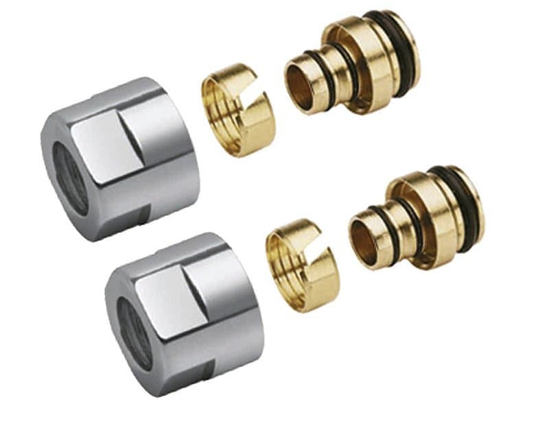Złączki Alupex 1/2'', 16mm, chromowane