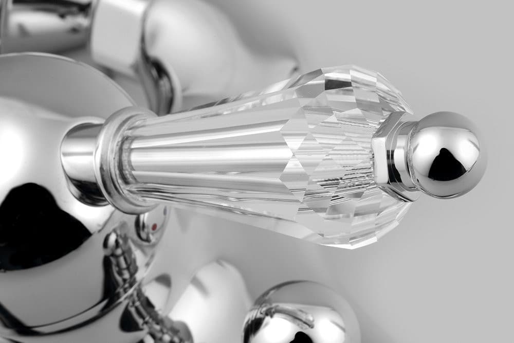 KIRKÉ CRYSTAL bateria wannowa scienna, uchwyt kryształ, chrom