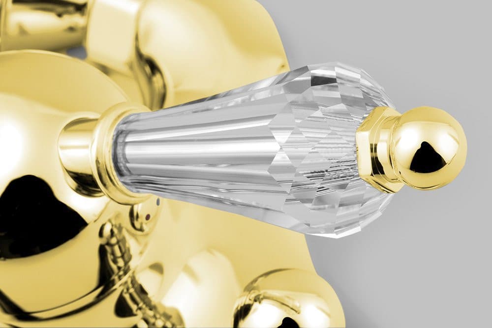 KIRKÉ CRYSTAL bateria wannowa ścienna, uchwyt kryształ, złoto
