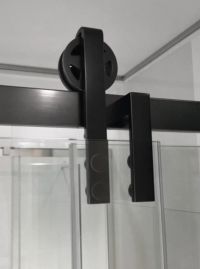 VOLCANO BLACK drzwi prysznicowe przesuwny 1200 mm, szkło czyste