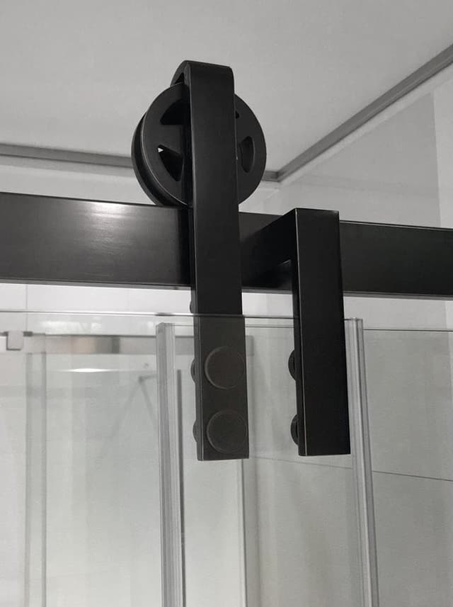 VOLCANO BLACK drzwi prysznicowe przesuwny 1200 mm, szkło czyste