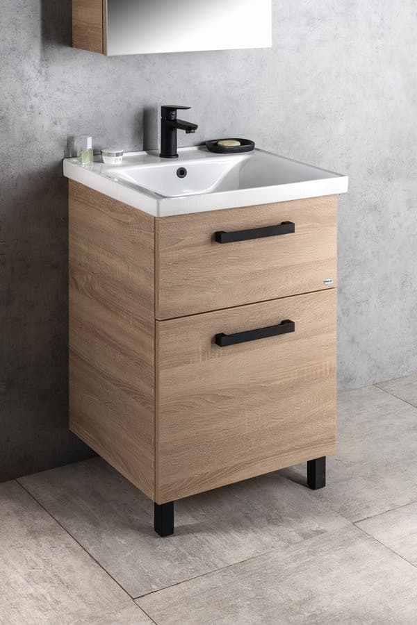 VEGA szafka umywalkowa 51,5x72,6x43,6cm z 2 szufladami, dąb platin