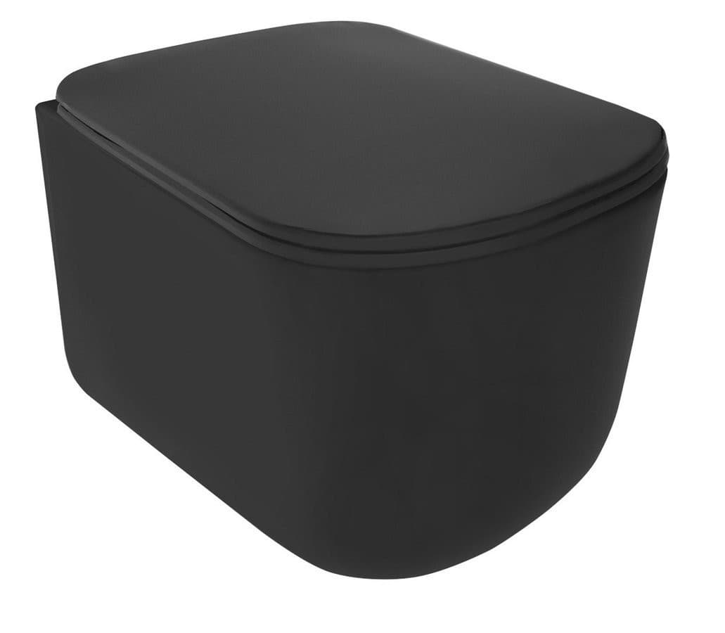 TRIBECA Wiszące WC Rimless, czarna matowa ceramika 35x54cm