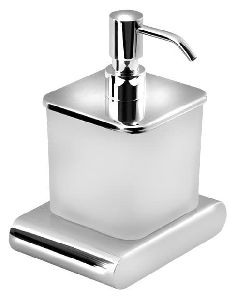 FLORI dozownik do mydła 300 ml, szkło mleczne, chromowany