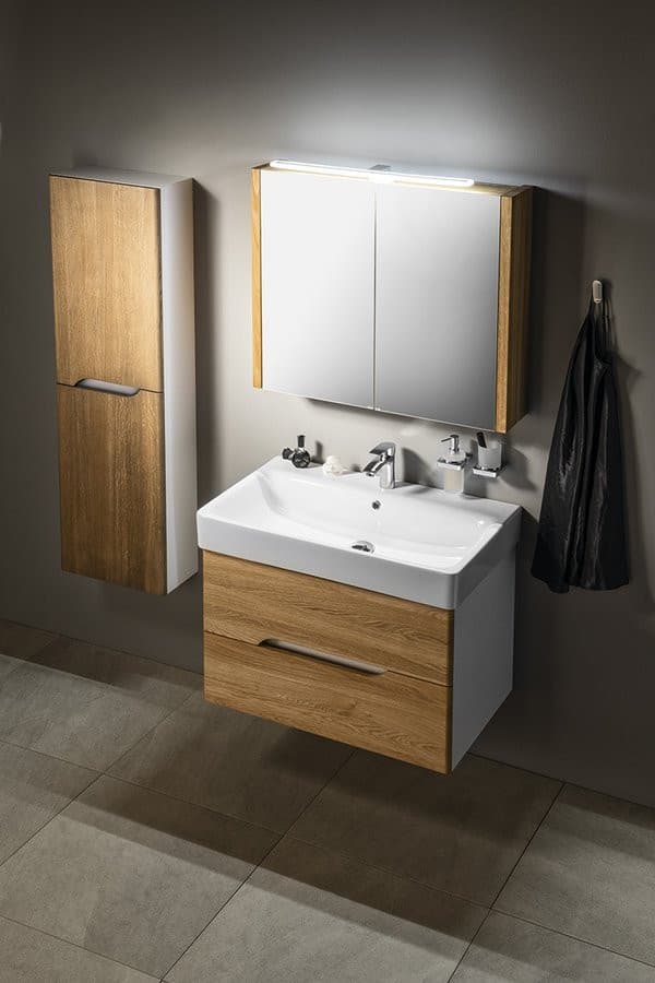 MEDIENA szafka umywalkowa 76x51x48,5cm, biały mat / dąb naturalny