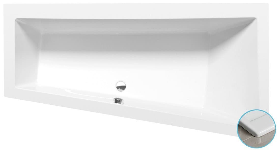 Wanna asymetryczna ANDRA R SLIM 170x90x45 cm, akryl biała