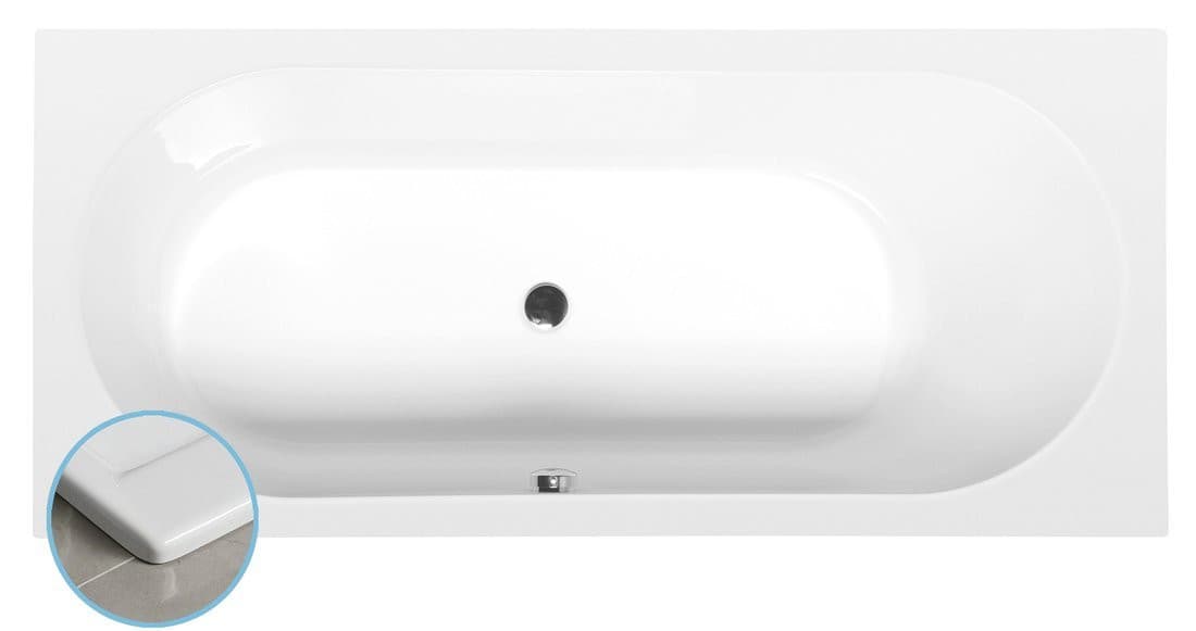 Wanna prostokątna ASTRA B SLIM, 165x75x48cm, biała