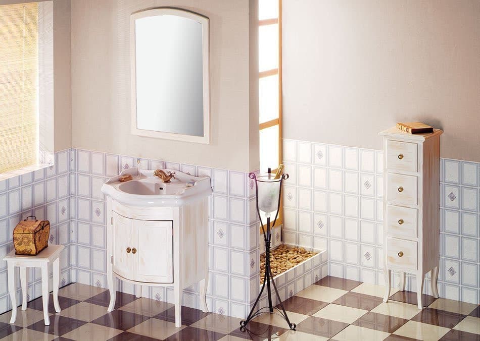 RETRO lustro w drewnianej ramie 650x910mm, starobiałe