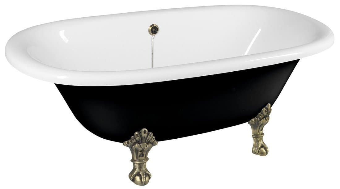 Wanna wolnostojąca REGATA 175x85x61cm, brązowe nogi, czarno-biała