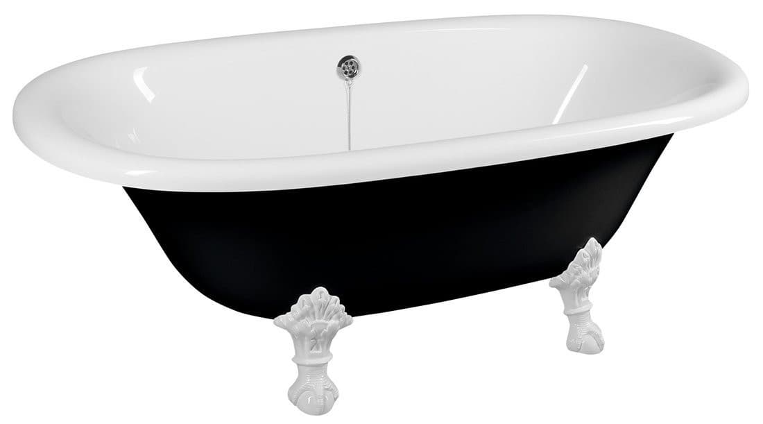 REGATA wolnostojąca wanna 175x85x61cm, nogi białe, czarno/biała