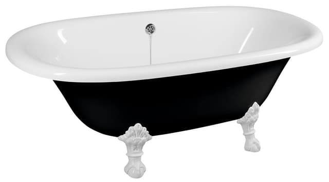 REGATA wolnostojąca wanna 175x85x61cm, nogi białe, czarno/biała