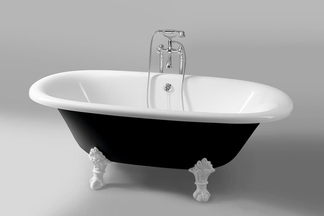 REGATA wolnostojąca wanna 175x85x61cm, nogi białe, czarno/biała