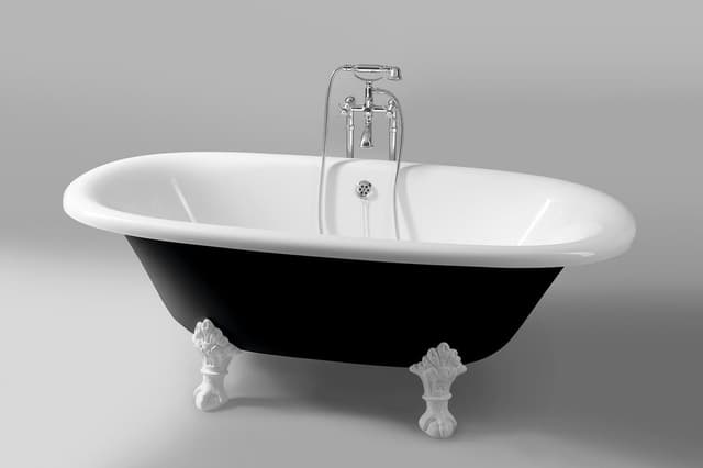 REGATA wolnostojąca wanna 175x85x61cm, nogi białe, czarno/biała