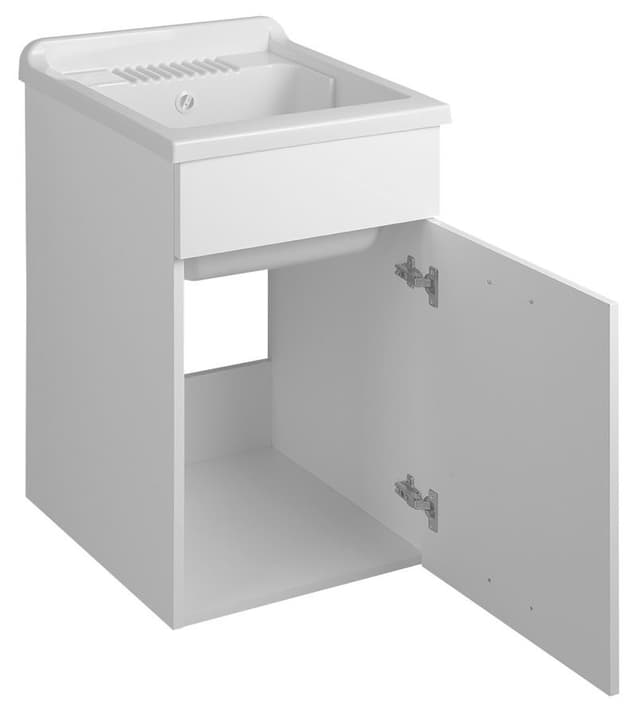 Biała szafka pod zlew 43x70x49,6 cm z uniwersalnym otwieraniem