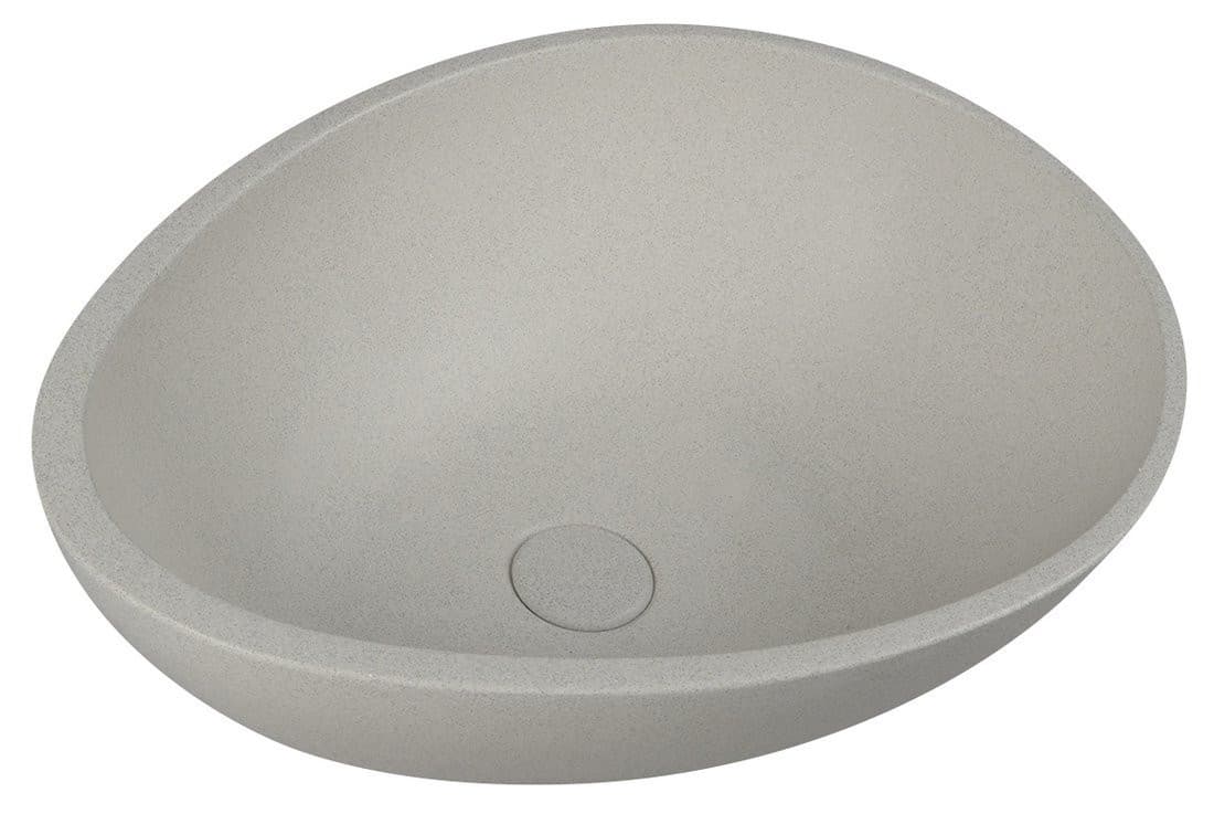PUNC umywalka nablatowa betonowa z odpływem 53x39cm, biały piaskowiec