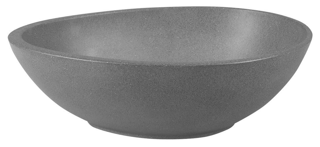 PUNC umywalka betonowa nablatowa z odpływem, 53x39cm, czarny granit