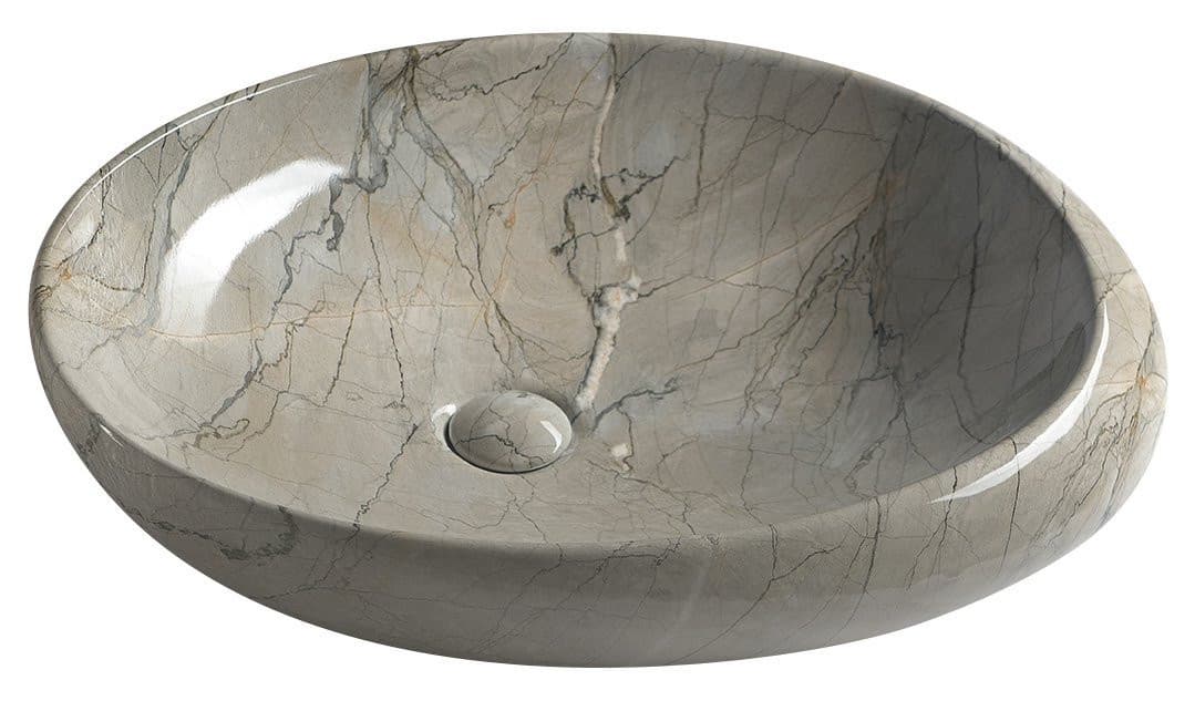 DALMA umywalka nablatowa ceramiczna 68x44 cm, szara
