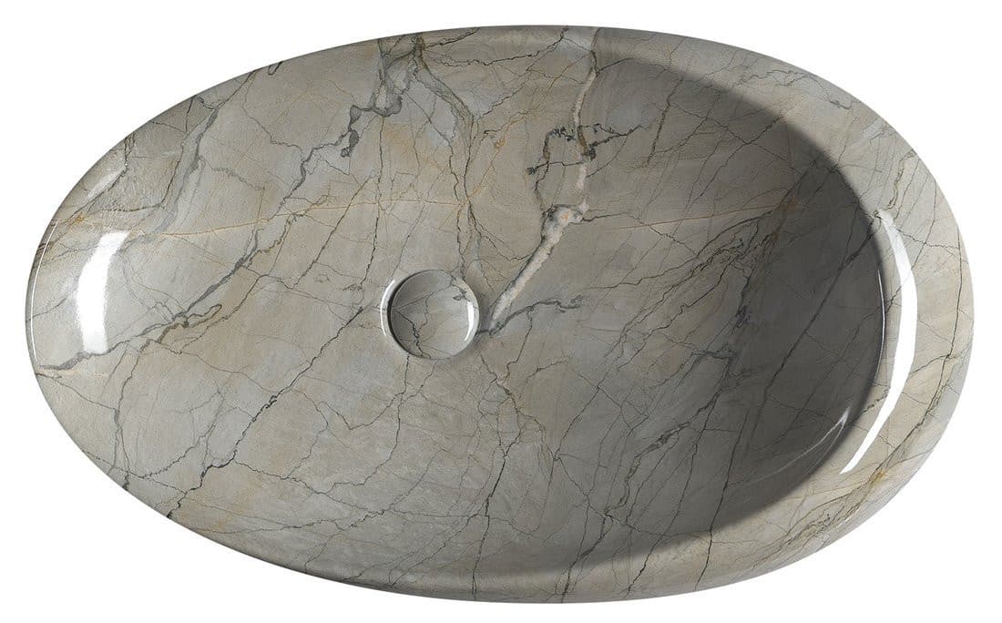 DALMA umywalka nablatowa ceramiczna 68x44 cm, szara