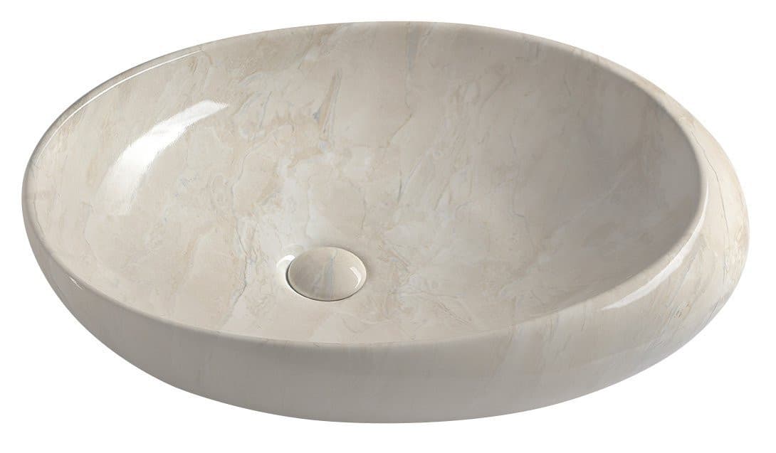 DALMA ceramiczna umywalka nablatowa 68x44 cm, beżowa