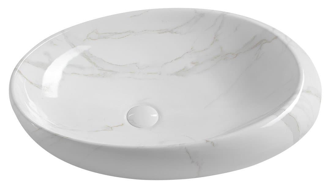DALMA nablatowa umywalka ceramiczna 68x44 cm, marmur carrara