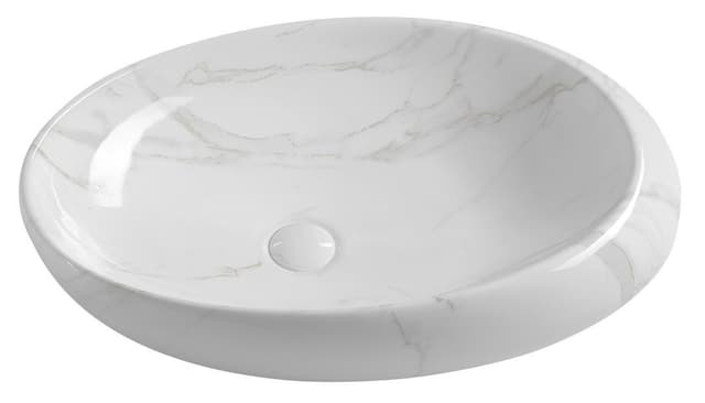DALMA nablatowa umywalka ceramiczna 68x44 cm, marmur carrara