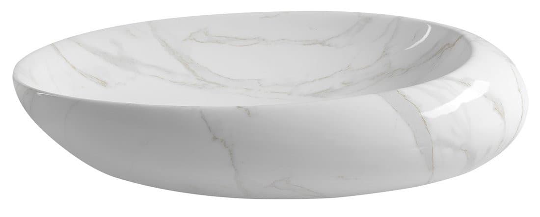 DALMA nablatowa umywalka ceramiczna 68x44 cm, marmur carrara