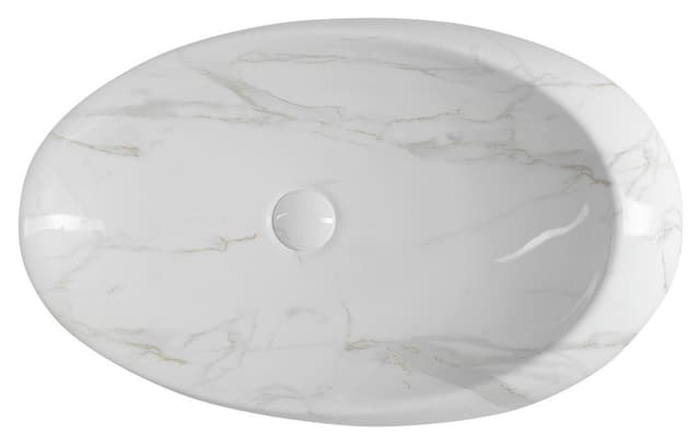 DALMA nablatowa umywalka ceramiczna 68x44 cm, marmur carrara