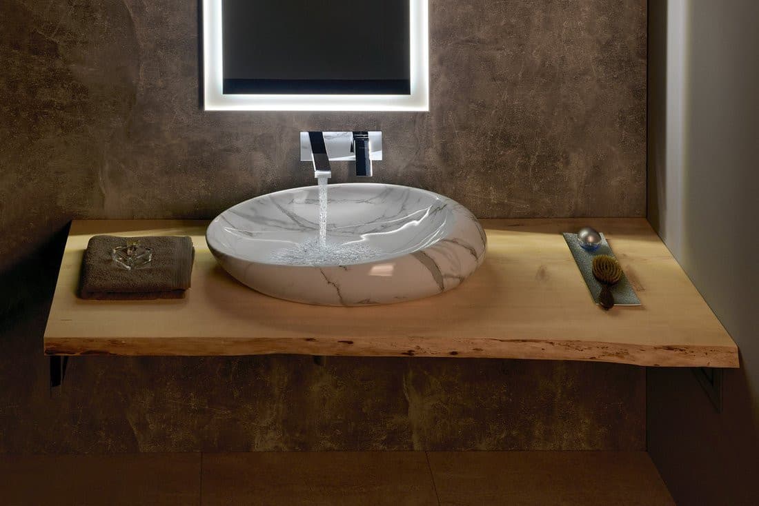 DALMA nablatowa umywalka ceramiczna 68x44 cm, marmur carrara