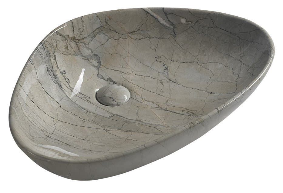 DALMA umywalka nablatowa ceramiczna 58,5x39 cm, szara