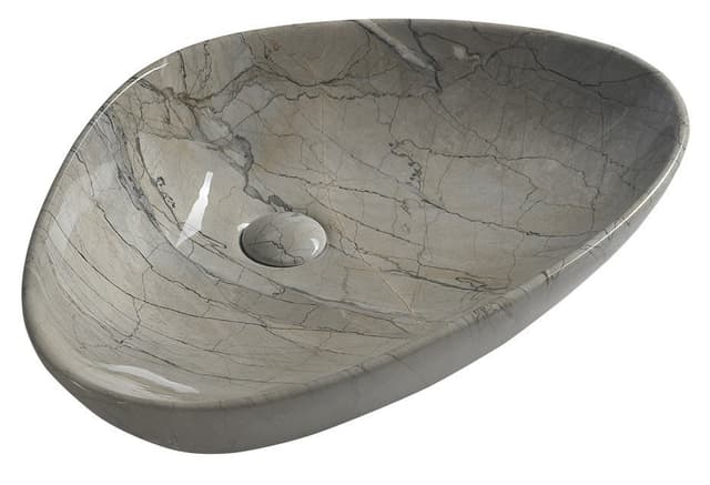 DALMA umywalka nablatowa ceramiczna 58,5x39 cm, szara