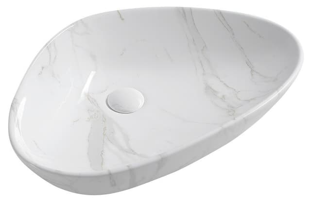 DALMA ceramiczna umywalka nablatowa 58,5x39 cm, marmurowa carrara