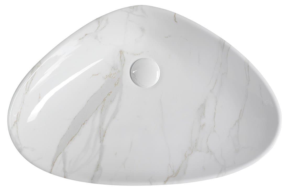 DALMA ceramiczna umywalka nablatowa 58,5x39 cm, marmurowa carrara