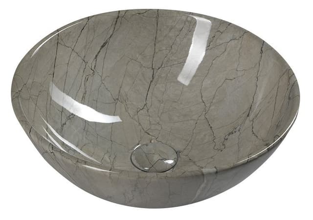 DALMA okrągła umywalka ceramiczna nablatowa Ø 42 cm szara