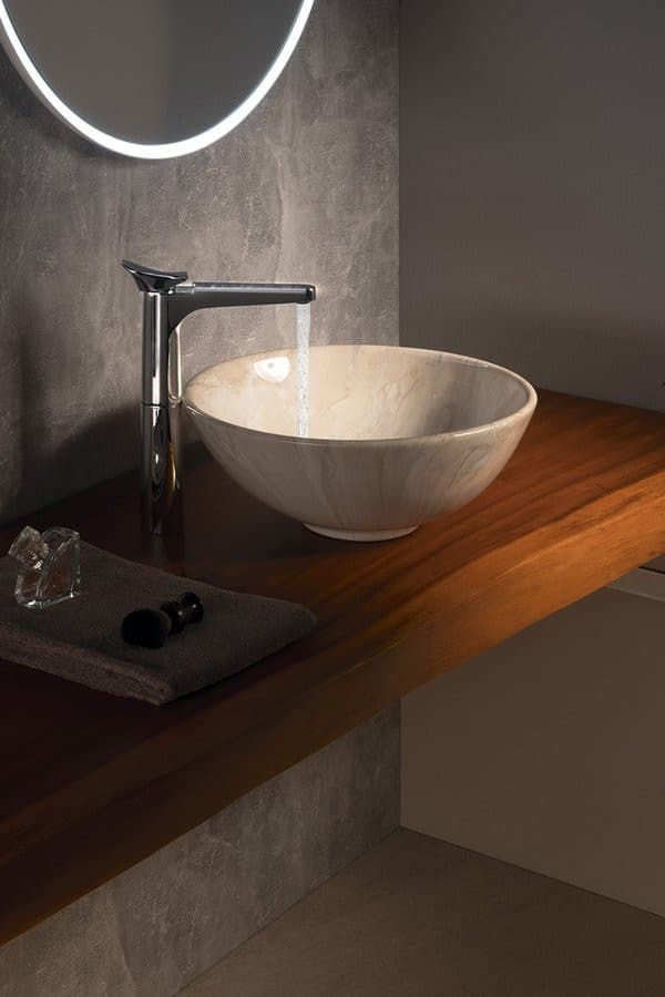 DALMA umywalka nablatowa ceramiczna Ø 42 cm, beżowa