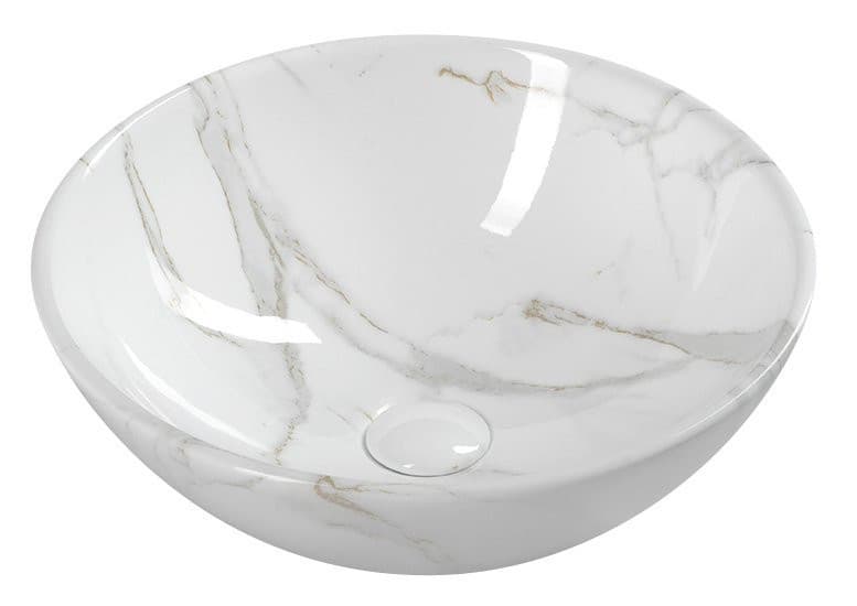 DALMA umywalka ceramiczna nablatowa, okrągła Ø 42 cm, carrara