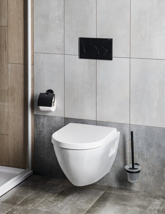 Szczotka do WC SAMBA wisząca, mleczne szkło, czarny mat